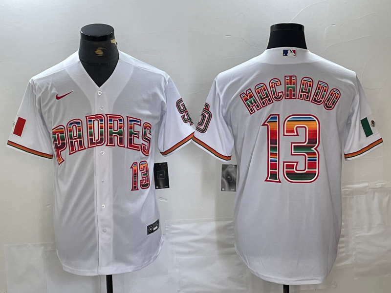 Men's San Diego Padres Manny Machado #13 White Limited Jersey